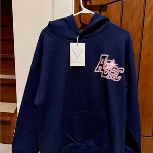 Navy Hoodie with Pink Graphic